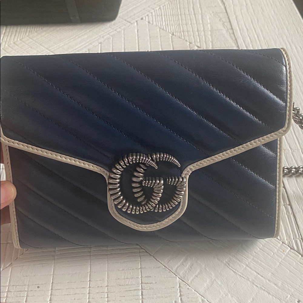 Elegant Navy Blue Quilted Shoulder Bag